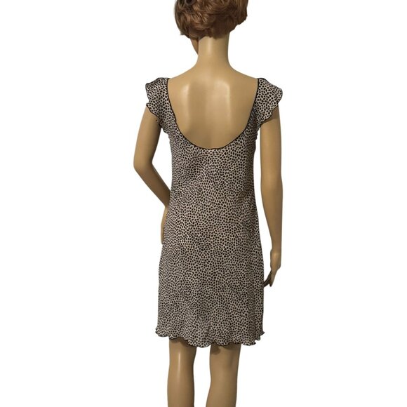 Natori Private Luxuries Leopard Print Ruffle Sleeve Scoop Back Short Dress - Picture 9 of 11